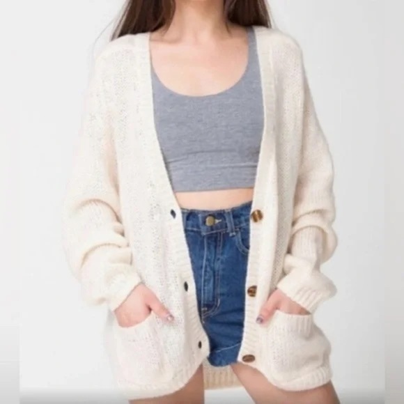 American Apparel Cream Mohair Cardigan - Picture 2 of 9